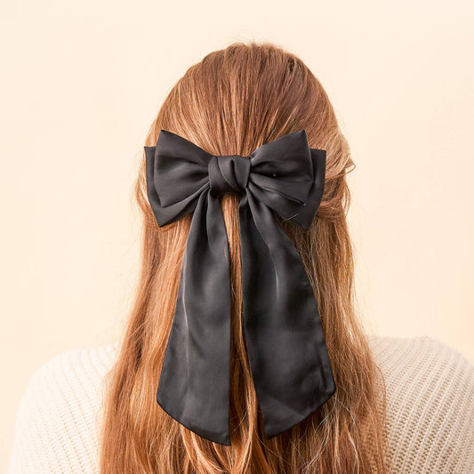 Satin Hair Bow- Black