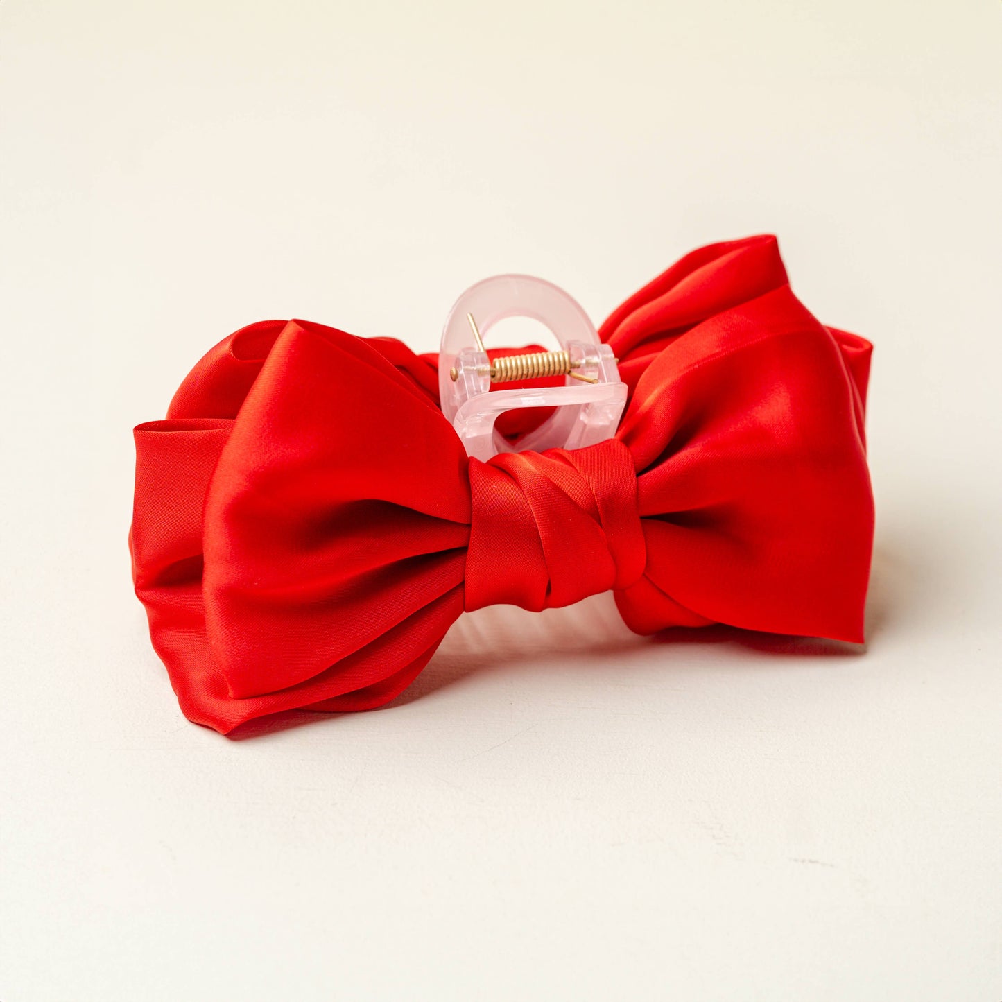 Satin Bow Claw Clip- Red