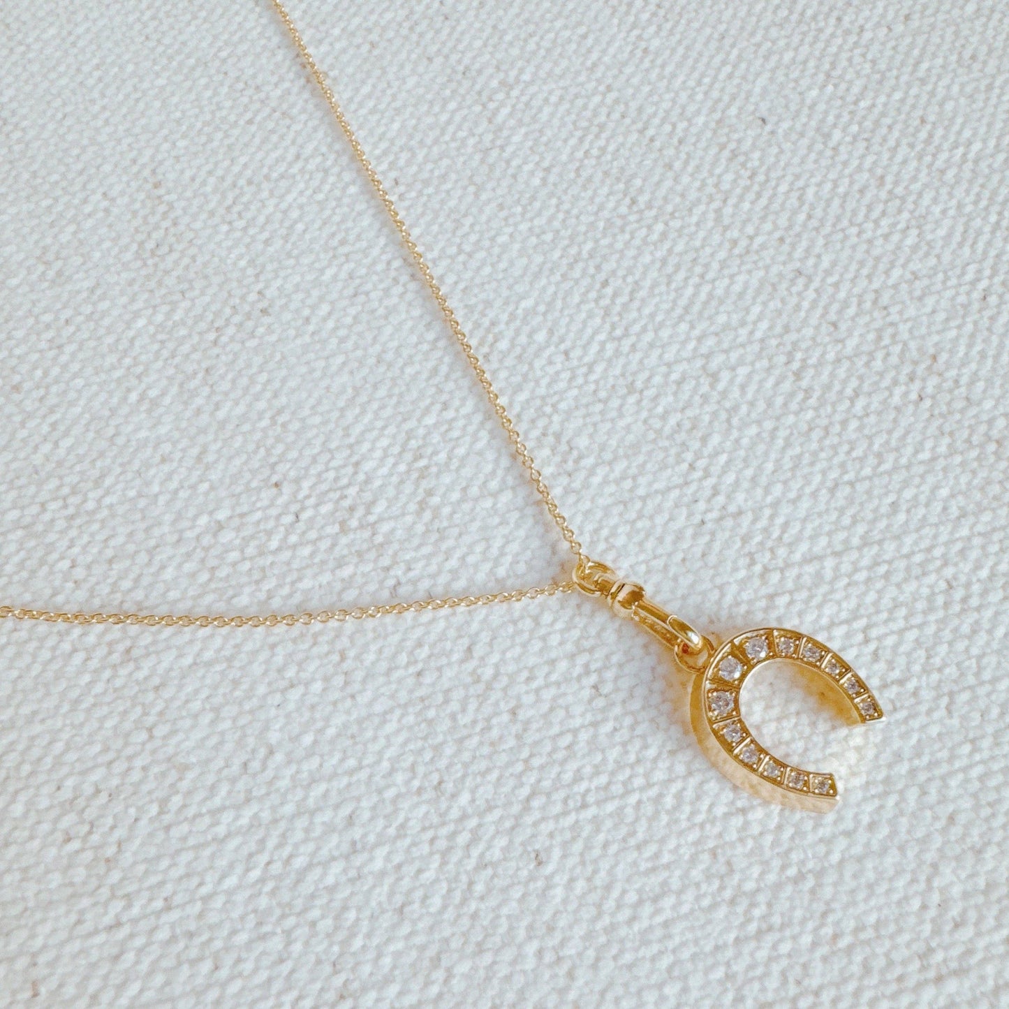 Paved Horseshoe Pendant Necklace