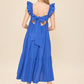 Blue Ruffle Midi Dress