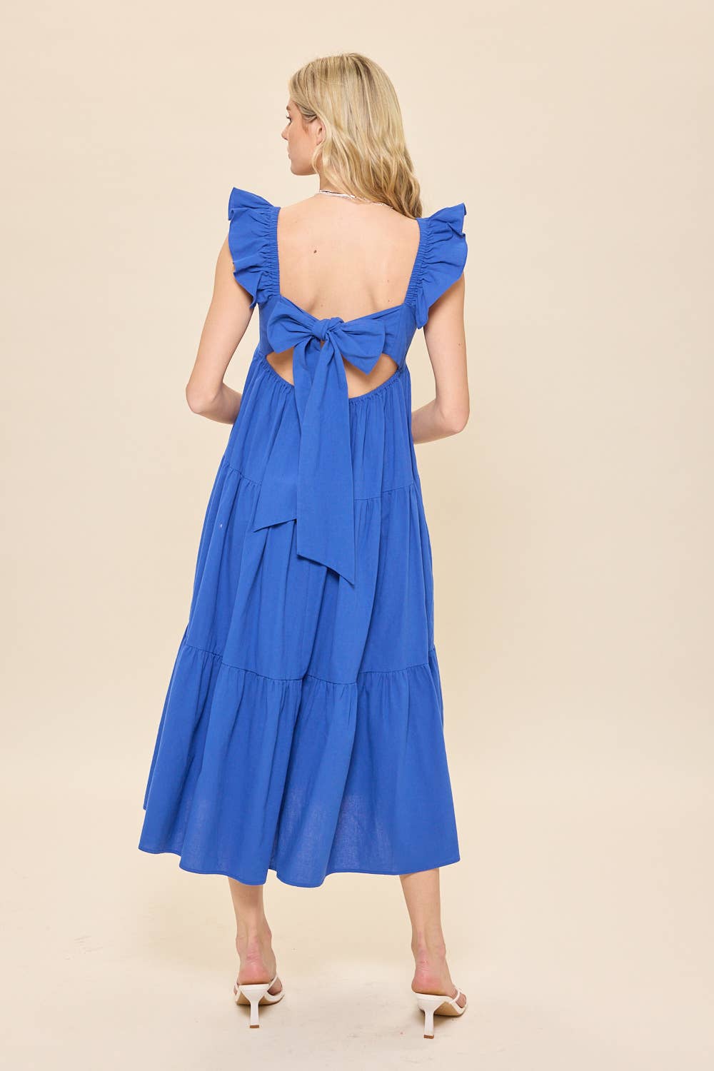 Blue Ruffle Midi Dress