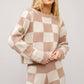 36351SET - Checkerboard Knit Set Sweater: BEIGE IVORY / S