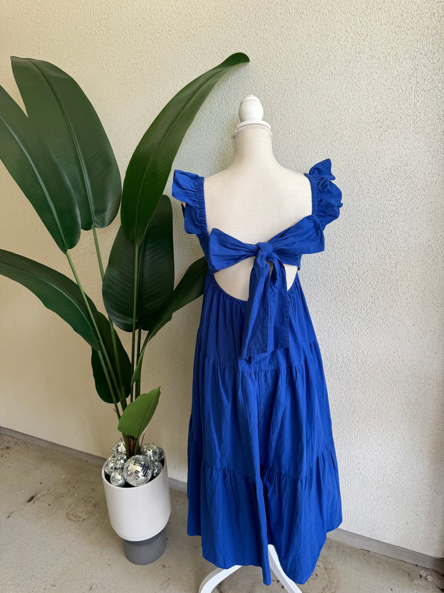 Blue Ruffle Midi Dress