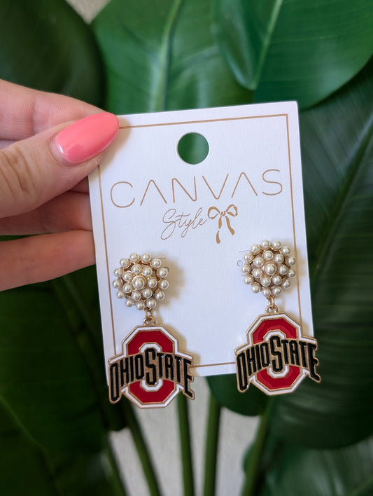 Ohio State Buckeyes Pearl Drop Earrings