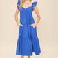 Blue Ruffle Midi Dress