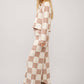 36351SET - Checkerboard Knit Set Sweater: BEIGE IVORY / S