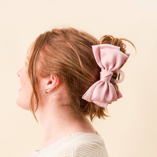 Satin Bow Claw Clip- Blush