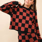 36351SET - Checkerboard Knit Set Sweater: BEIGE IVORY / S