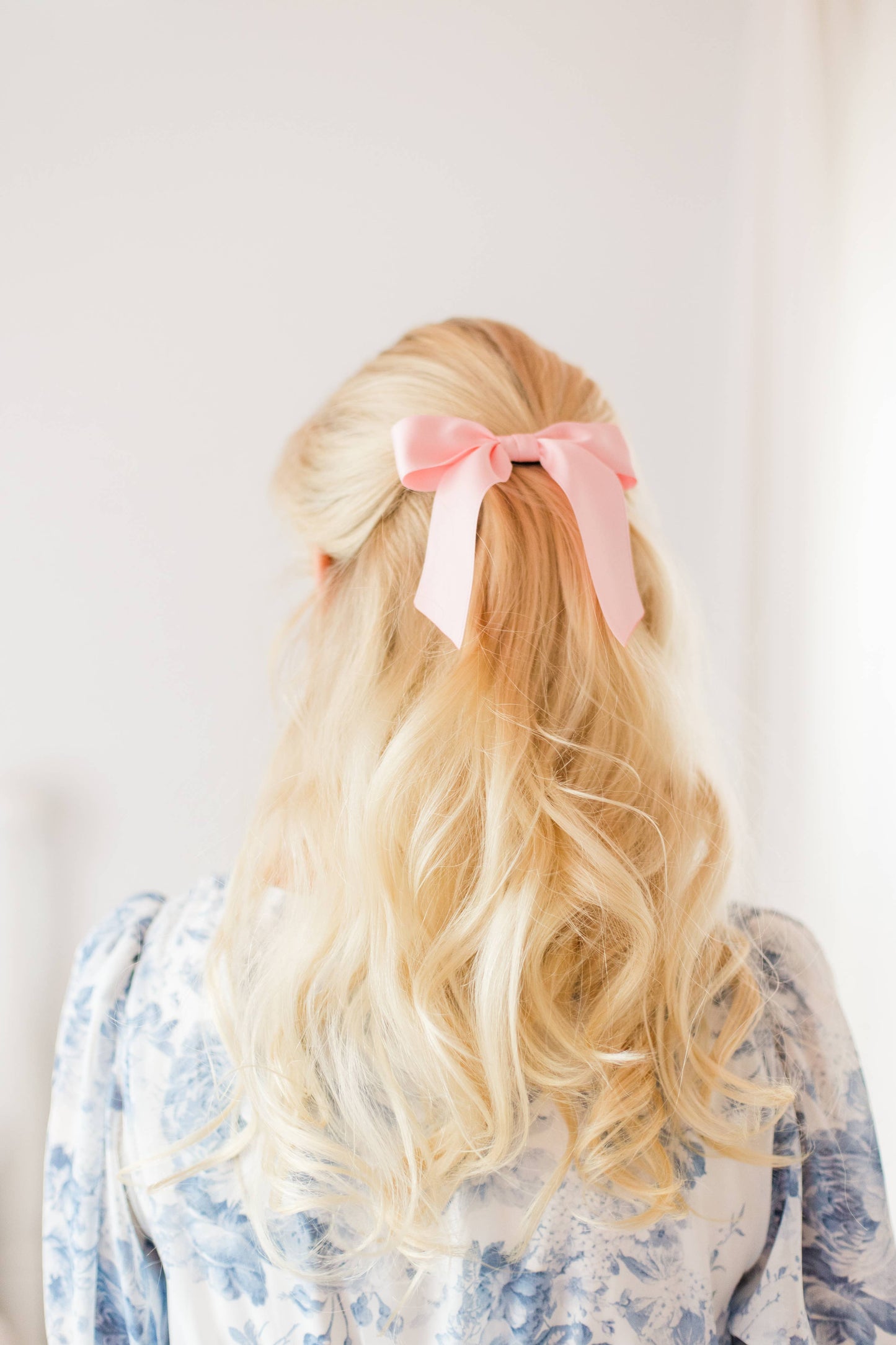 Delora Matte Satin Bow Barrette: Soft Pink