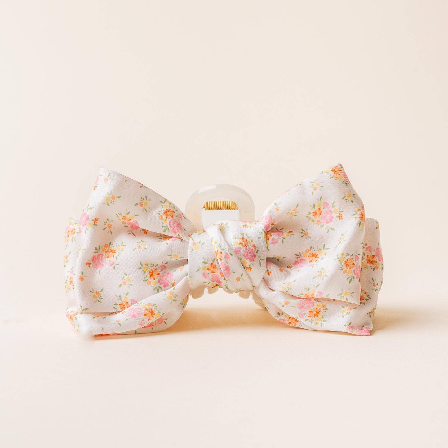 Satin Bow Claw Clip-Endless Daydream Cream