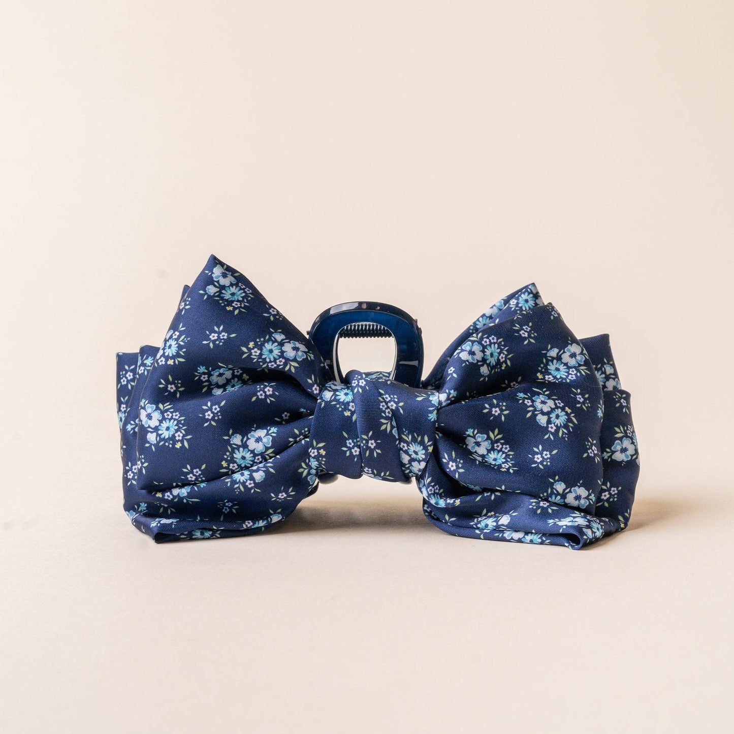 Satin Bow Claw Clip-Endless Daydream Navy