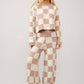 36351SET - Checkerboard Knit Set Sweater: BEIGE IVORY / S