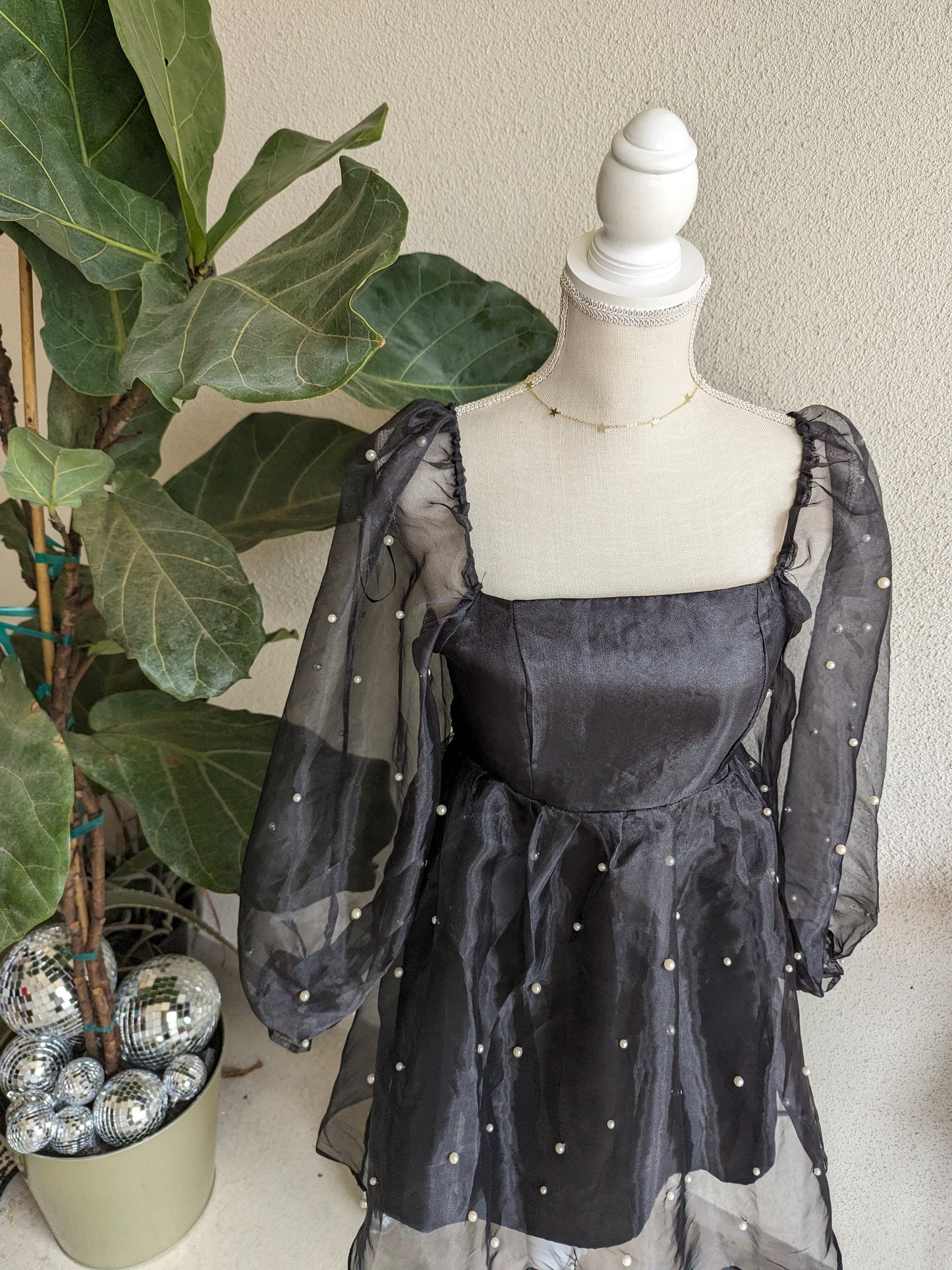 Organza and Pearl Mini Dress