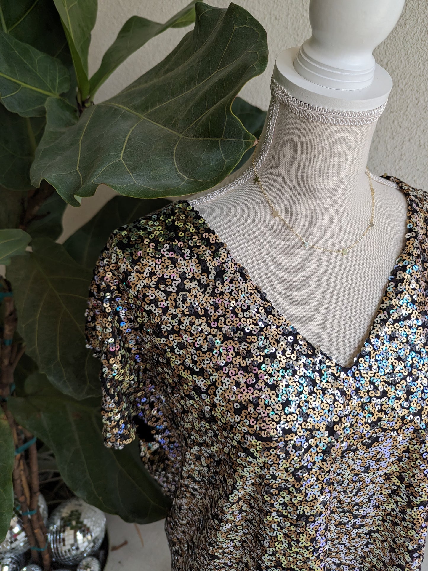 Black and Gold Sequin Dress