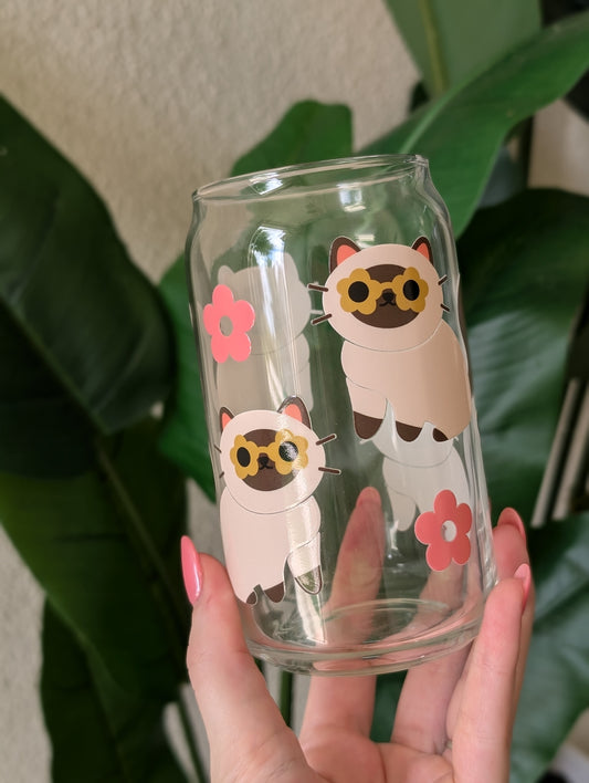 Siamese Cat Glass Cup