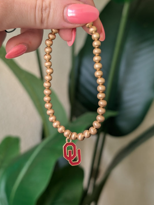 Oklahoma Sooners Beaded Bracelet