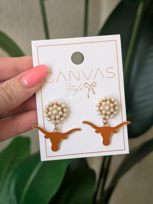 Texas Longhorns Pearl Earrings