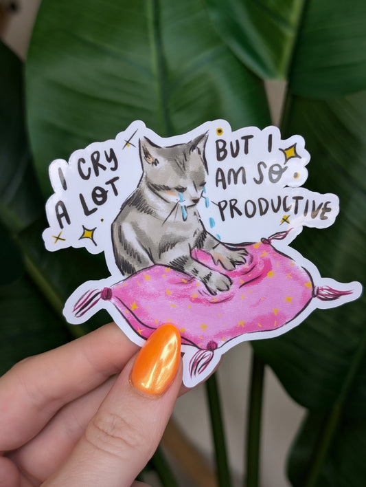 I Cry A Lot Cat Vinyl Sticker